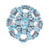 טבעת כסף סטרלינג ואבני בלו טופז R043SK